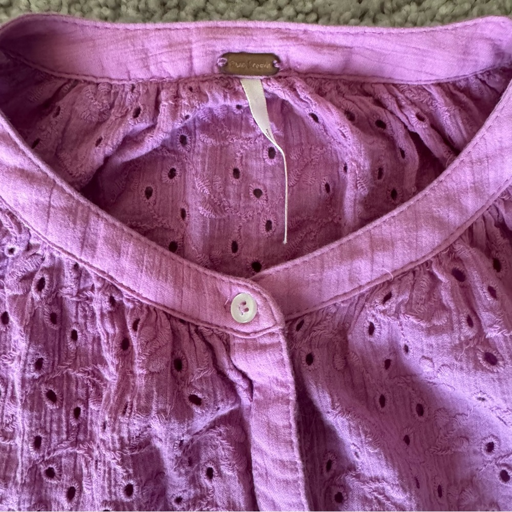 Free People Women's Maddison Eyelet Blouse SZ S Orchid - Picture 6 of 6